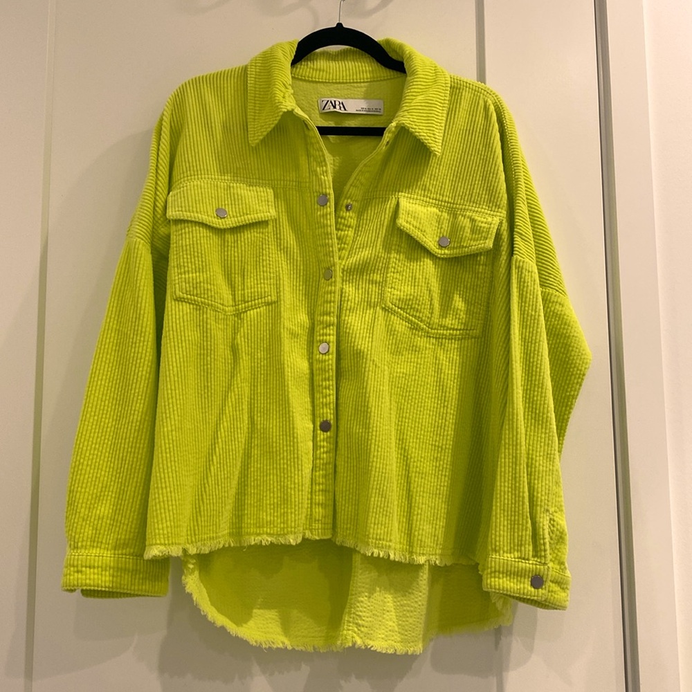 Zara Yellow Utility Jacket with Distressed Hem
